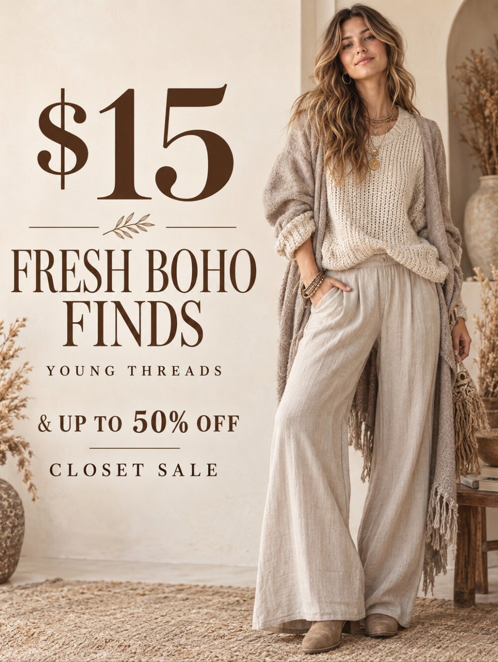 🤠$15 FRESH BOHO FINDS,YOUNG THREADS,UP TO 50% OFF CLOSET SALE🤠 - Picture 1 of 1